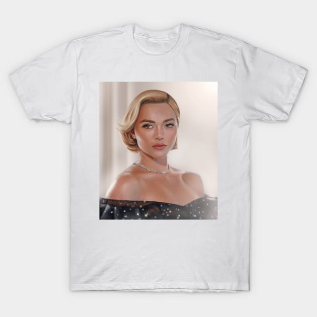 Florence Pugh - Portrait T-Shirt by brainbag